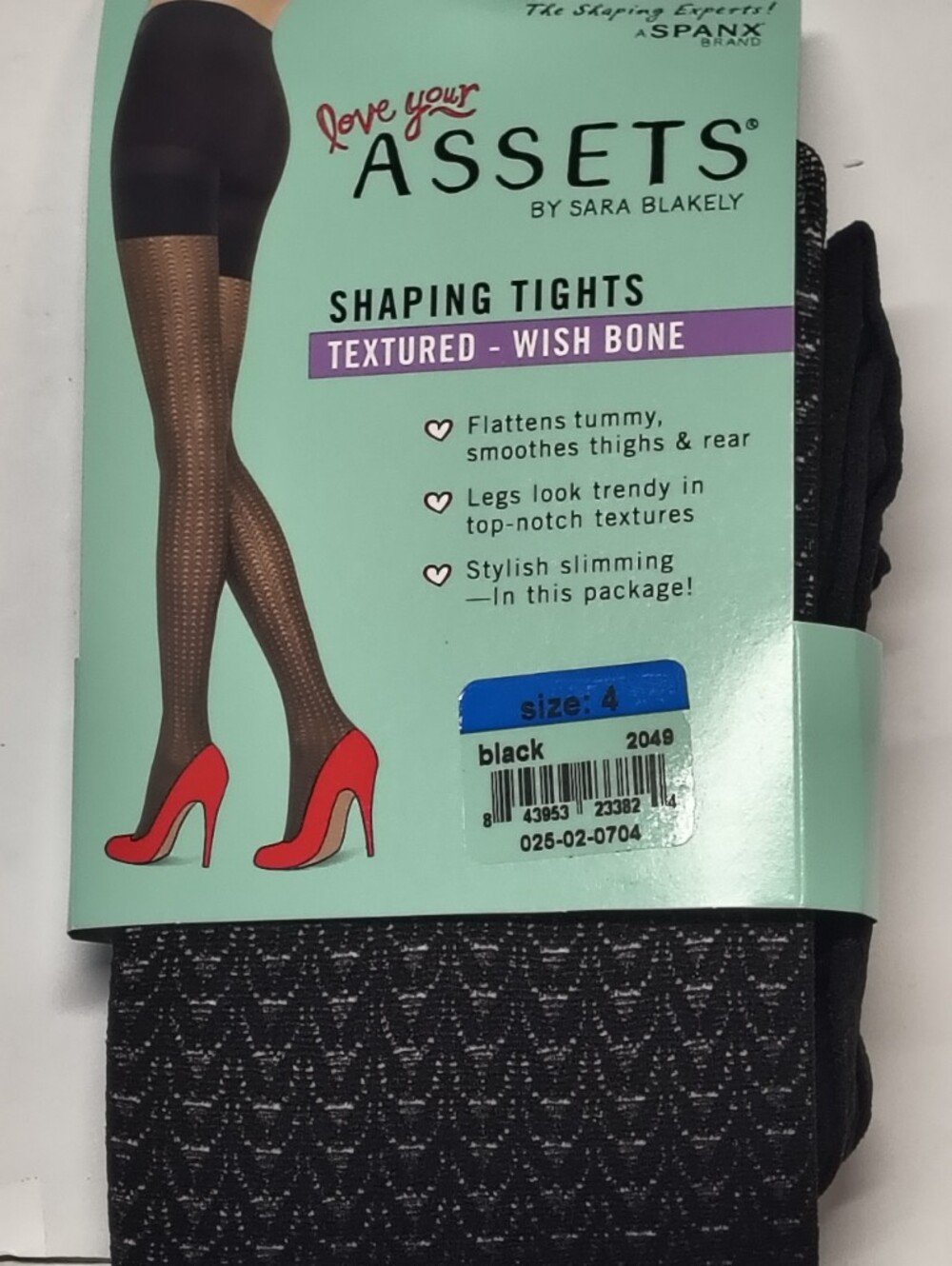 Assets by Spanx Wish Bone Shaping Tights Black Size 4 NWT